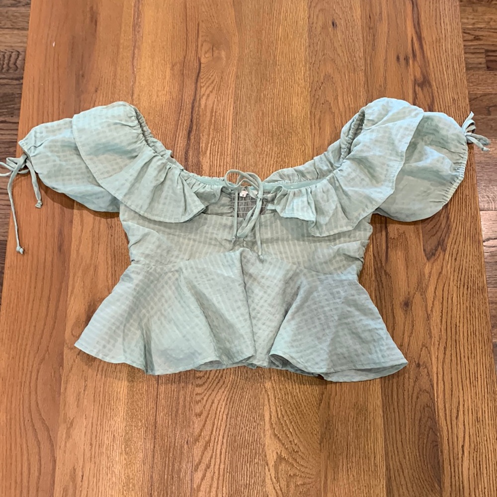 Green Off the Shoulder Top